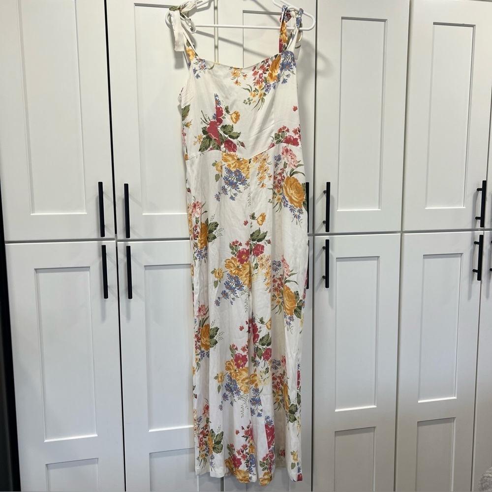 Reformation Ray Floral Jumpsuit Women’s 8 Tie Strap Preppy Easter Spring Cottage